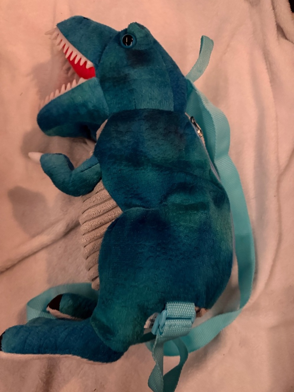 Plush Teal Dinosaur Backpack